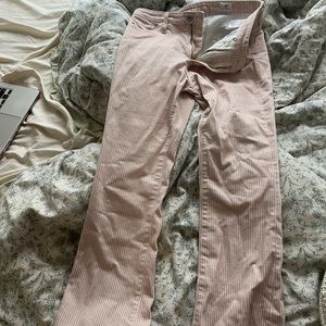 pink and white striped jeans